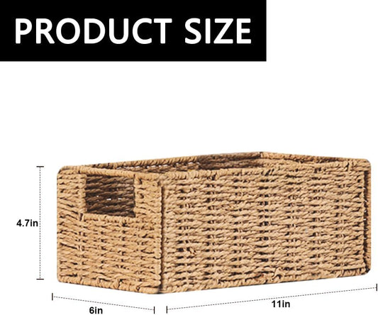 6 Pcs Small Wicker Baskets, Wicker Woven Storage Basket with Handle