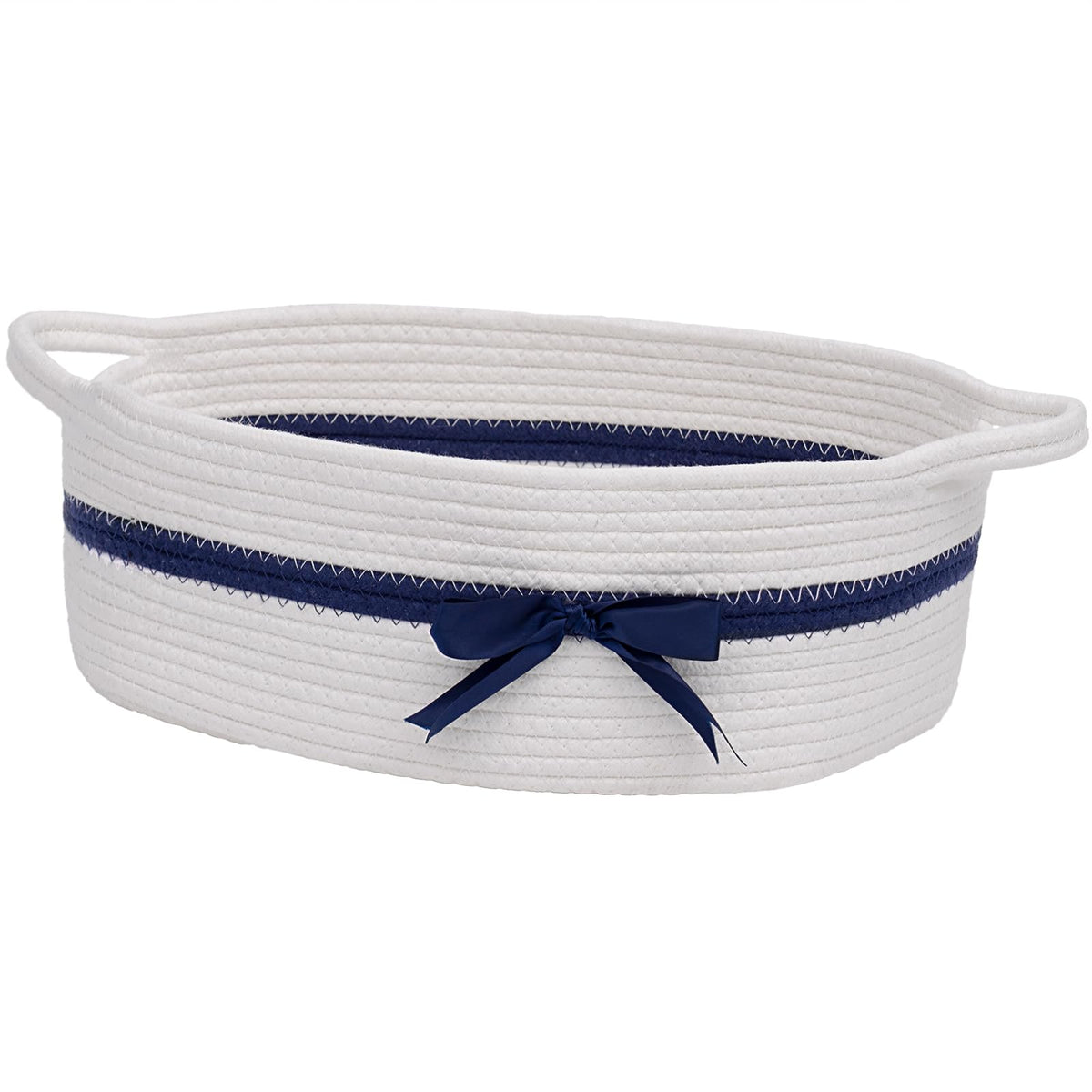 CHICVITA Small Woven Rope Gift Basket, Decorative Boo Basket, Grey