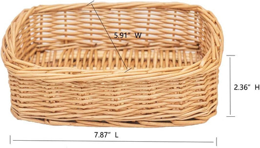 Rectangle small wicker baskets for sundries 3pcs storage bins