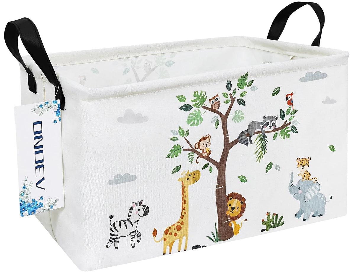 Rectangular Fabric Storage Bin, Foldable Tree Animals print Basket