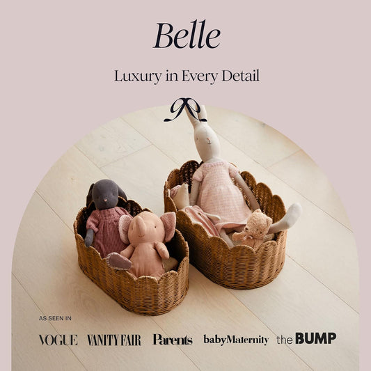 BEBE BASK Premium Scalloped Basket Set of 2 (16x10x7 In) - Storage Baskets