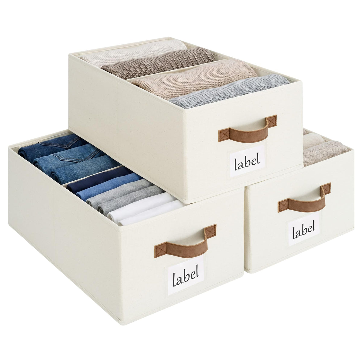 StorageWorks Closet Shelf Organizer Bins with Divider, 9¾"Lx16"Wx6¾"H