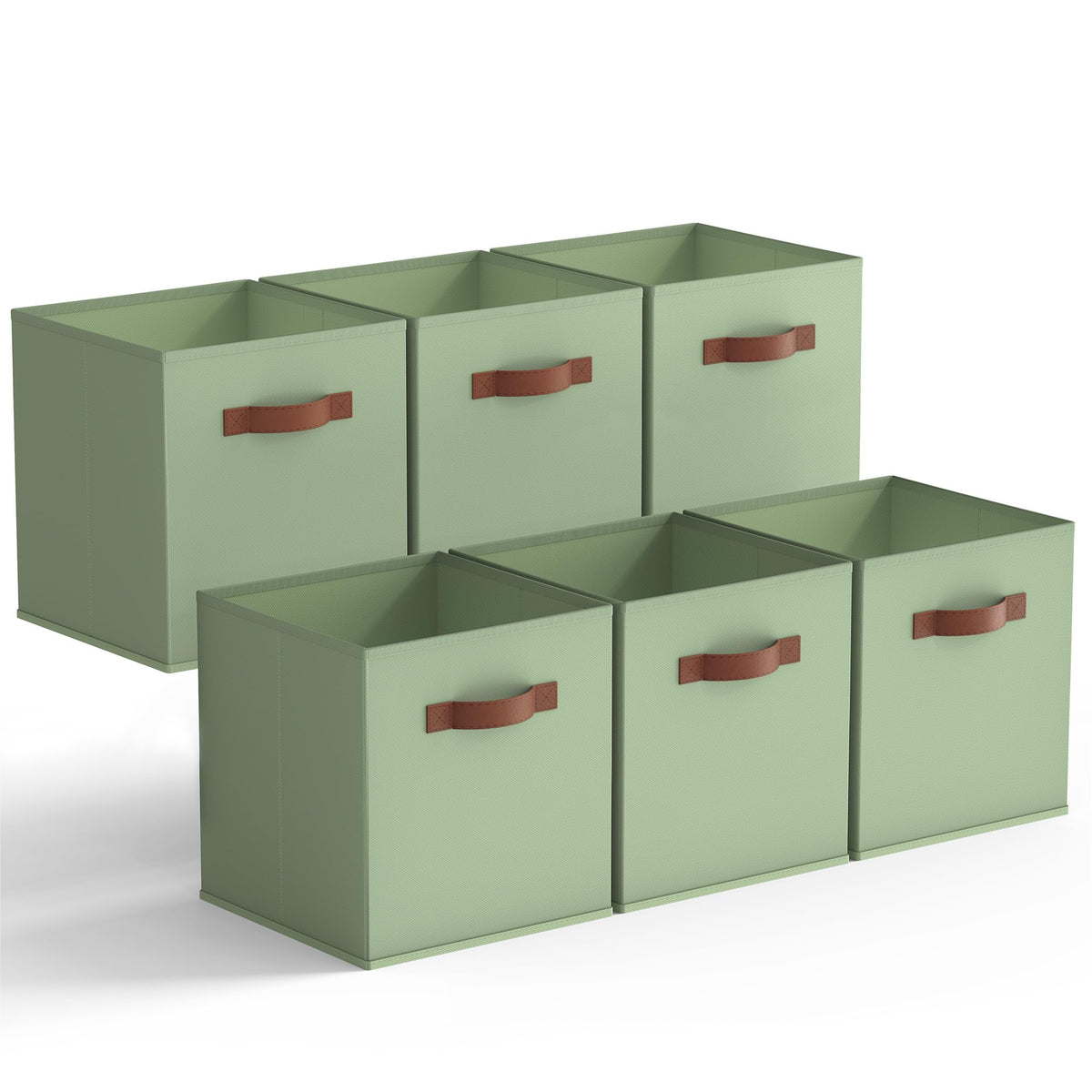 GRANNY SAYS 11 Inch Fabric Storage Cubes, 6-Pack, Sage Green