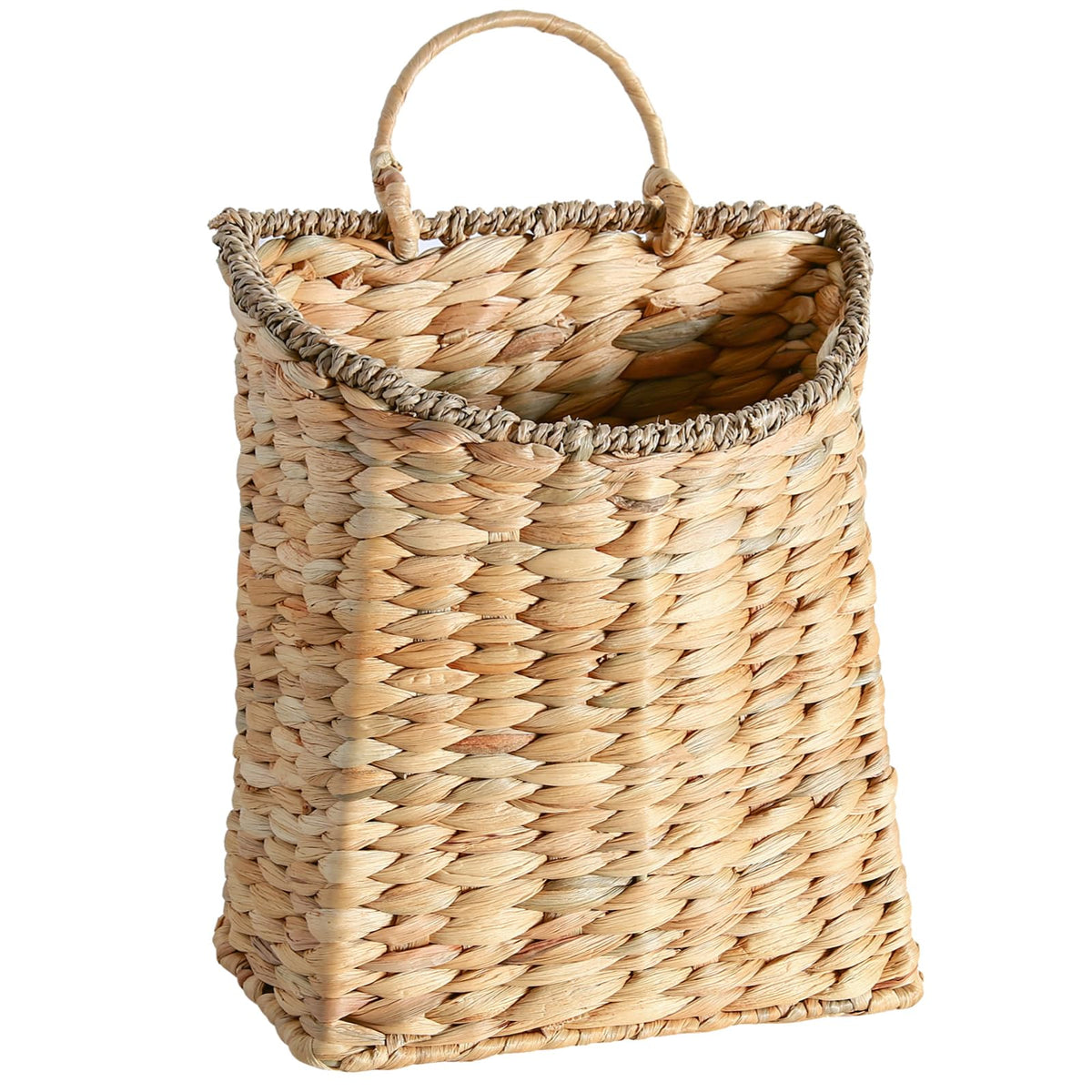 Woven Hanging Wicker Basket for Door, Handmade Rattan Hanging Wall Baskets for Garden Farmhouse Home (Brown)