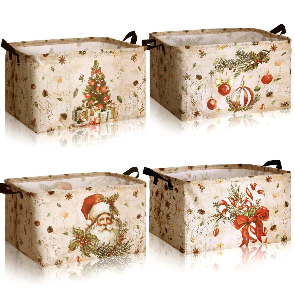 4 Pcs Halloween Storage Basket for Gifts Large Spooky Skeleton Storage Bins with Handles 15 x 10 x 8 Fabric Laundry Baskets Halloween Skull Collapsible Organizer Boxes for Home Cloth Toys Book