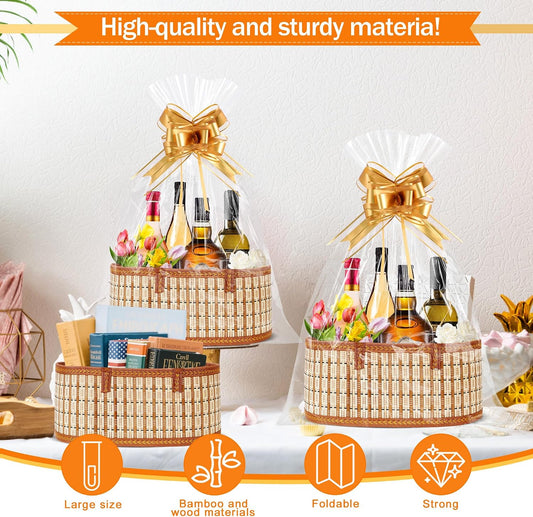Orchidleaf 2 Set Baskets for Gifts Empty, Woven Bamboo gift baskets empty