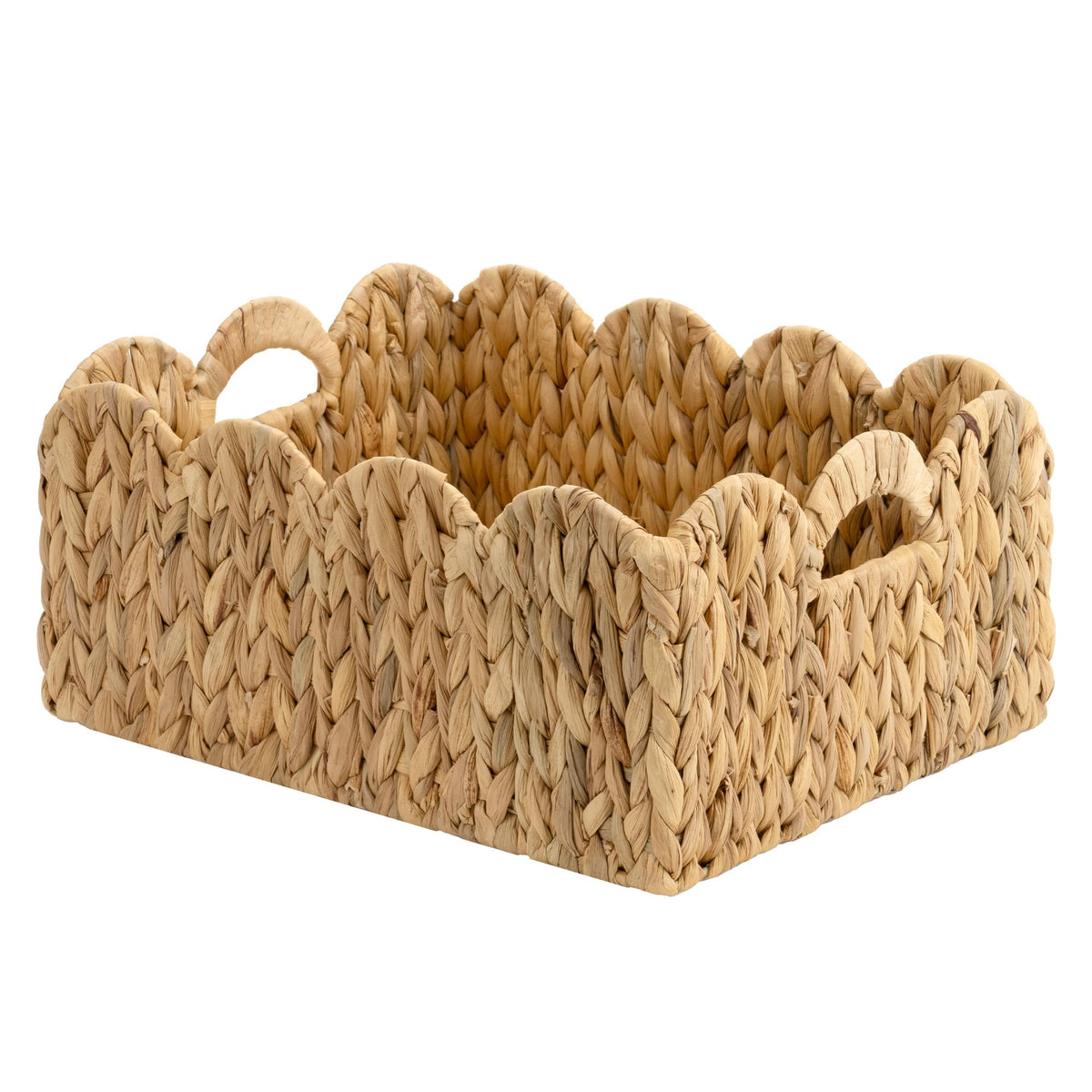 StorageWorks Scalloped Water Hyacinth Baskets, Large Scalloped Baskets