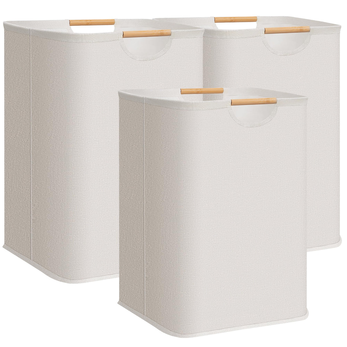 STORAGE MANIAC 1-Pack Collapsible Laundry Hamper with Bamboo Handles, Black