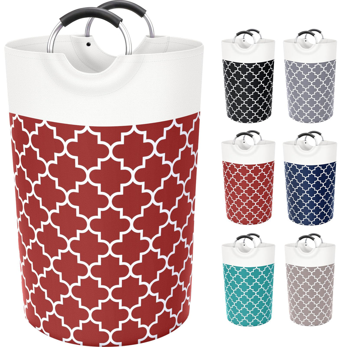 Fabspace Large Laundry Basket Laundry Hamper Bag Washing Bin Clothes Bag Collapsible Tall with Handles Waterproof Travel Bathroom College Essentials Storage for College Dorm, Family, 82L (Red)