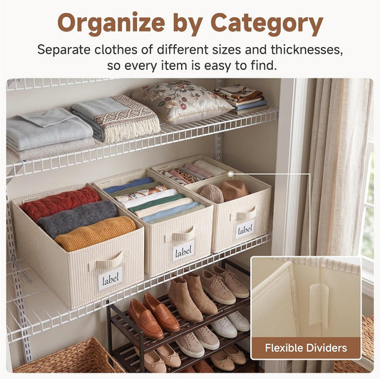 StorageWorks Closet Shelf Organizer Bins with Divider, 9¾"Lx16"Wx6¾"H