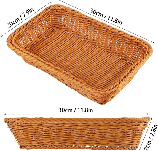 6 PCS 12x8 Inch Wicker Bread Basket, Woven Serving Basket, Tabletop Food Serving Basket for Restaurant, Bakery, Family Party, Hotel, Fruits, Vegetables and Snacks, Brown