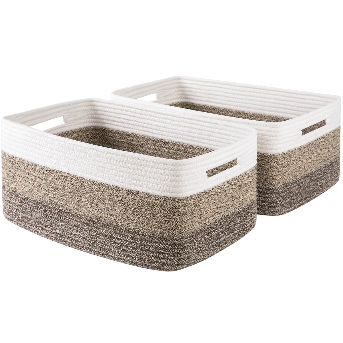 OIASKET Large Storage Basket for Organizing, Woven Rope Basket for Shelves, Closet Organizer Bins for Clothes, Blanket, Toys, Baby Nursery Storage, 17.7" x 13" x 7.87", 2 Packs Gradient Yellow