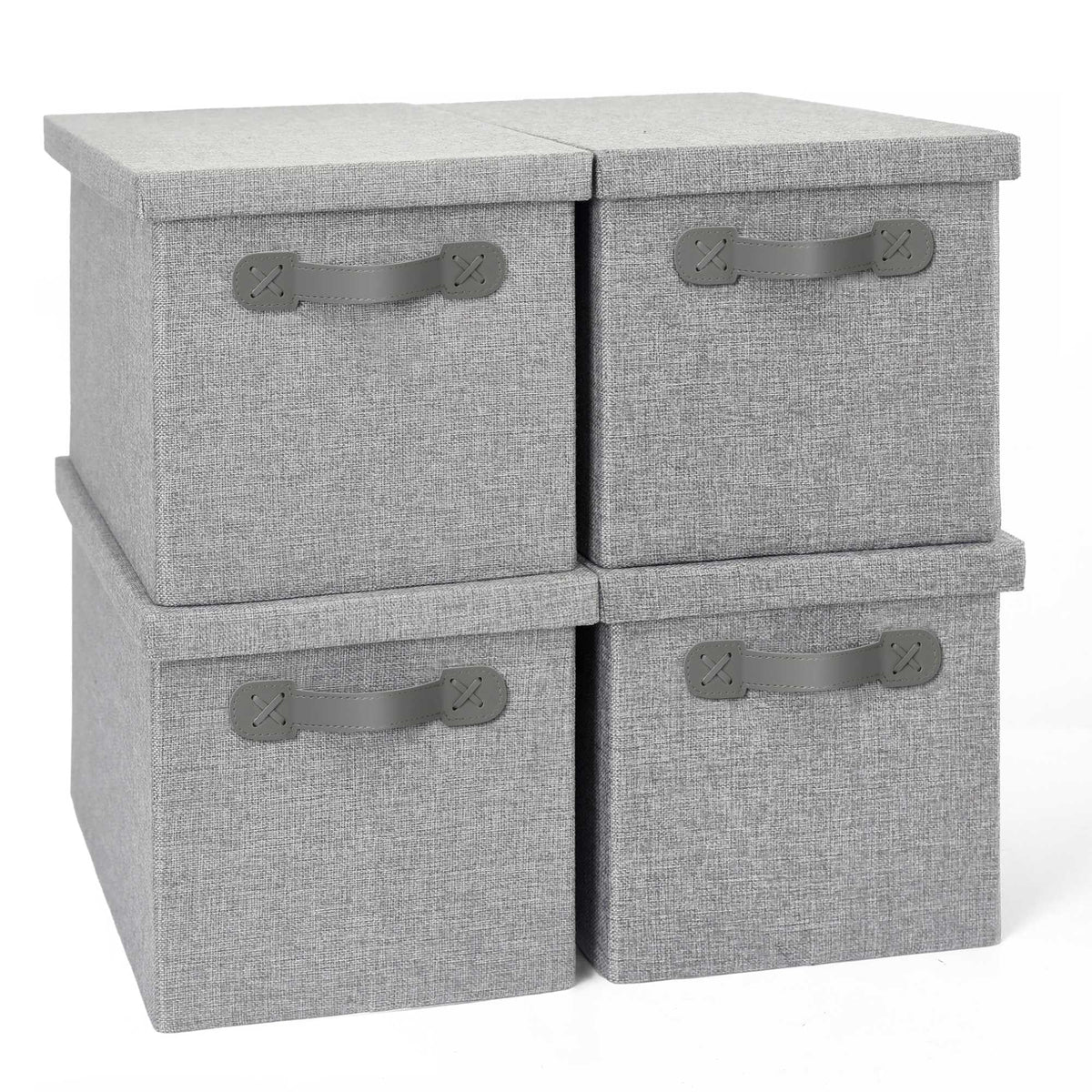 Heavy Duty Fabric Storage Bins with Lids, Collapsible Organizer Baskets