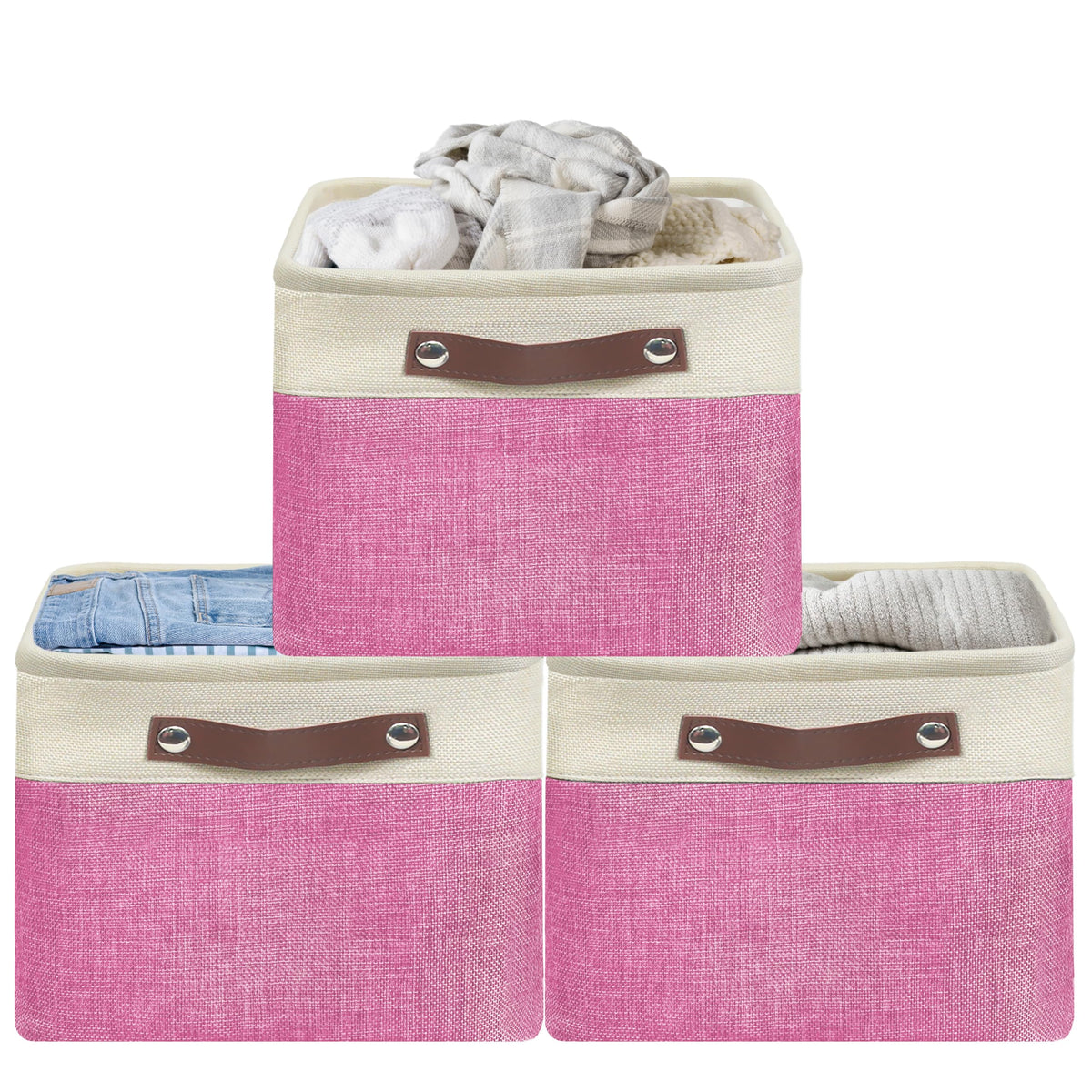 Simple Houseware 15.7" x 12" Wide & Low Fabric Storage Bin, 3 Pack, Gray