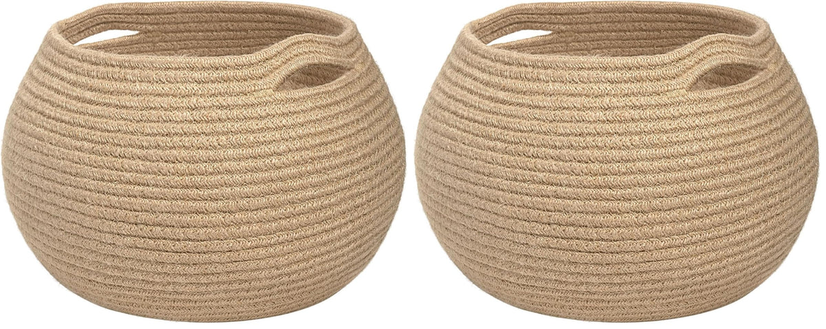 Goodpick Large Toy Storage Basket for Kids, Round, 15.7" x 10.5", Camel