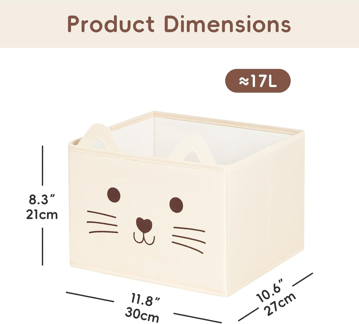 OOOK Fabric Cube Storage Bins [3-Pack], Foldable Kids Baskets for Shelves