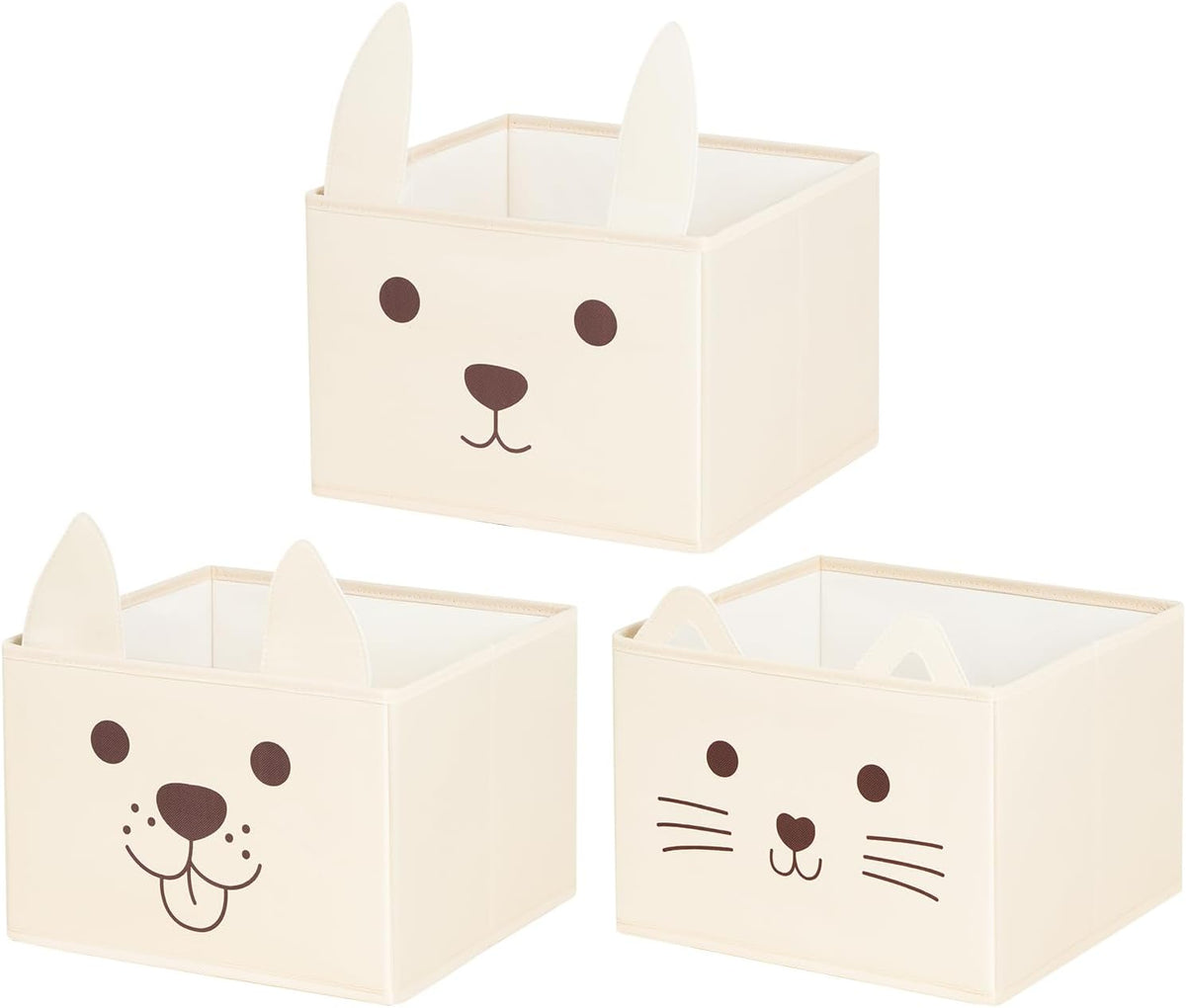 OOOK Fabric Cube Storage Bins [3-Pack], Foldable Kids Baskets for Shelves