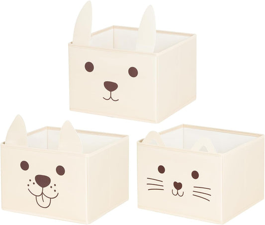 OOOK Fabric Cube Storage Bins [3-Pack], Foldable Kids Baskets for Shelves