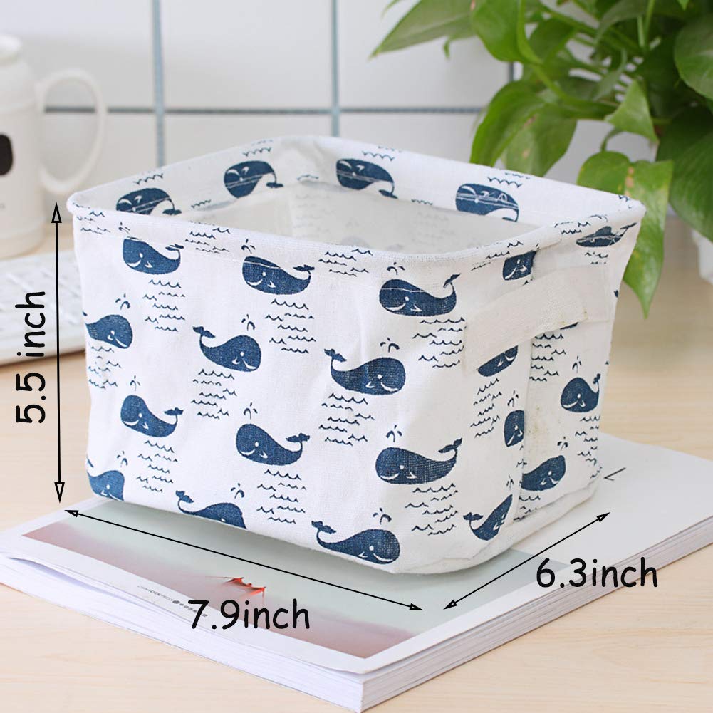 6-Pack Foldable Canvas Storage Baskets with Handle