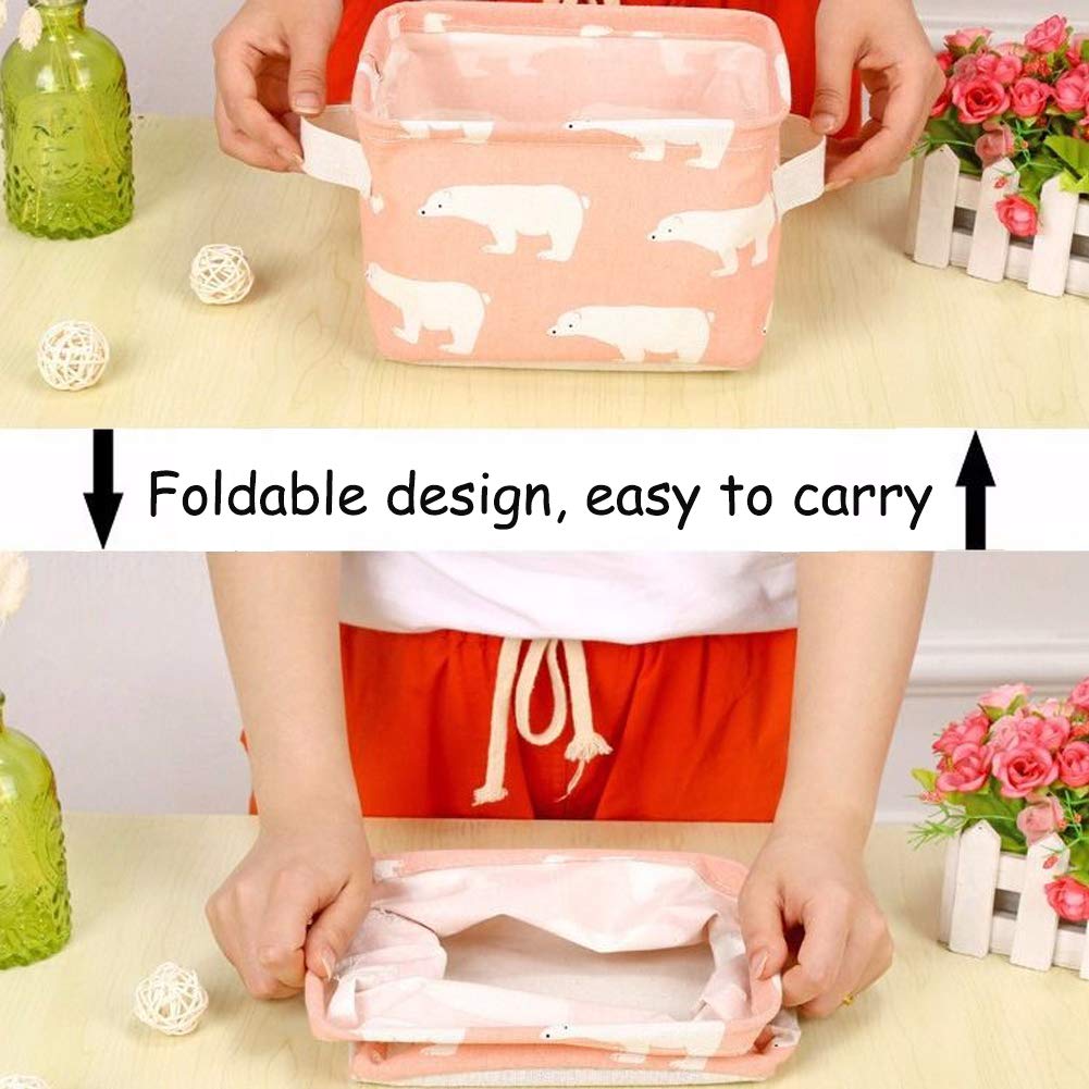 6-Pack Foldable Canvas Storage Baskets with Handle