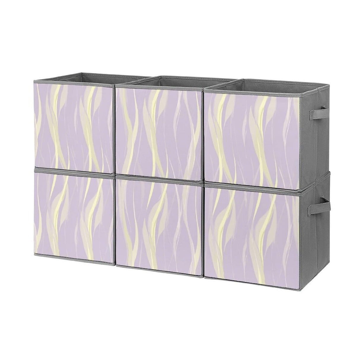 6 Printed Foldable Storage Cubes, 10.6 Inch Sturdy Collapsible Fabric Bins with Handles
