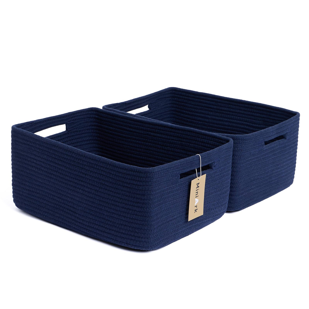 MiniArk Large Storage Baskets for Organizing, 17 x 13 x 7.5” Closet Shelf Baskets for Clothes Blanket Towels, Baby Nursery, Toy Bins Box, Woven Rope Baskets, 4 Packs Mixed Brown