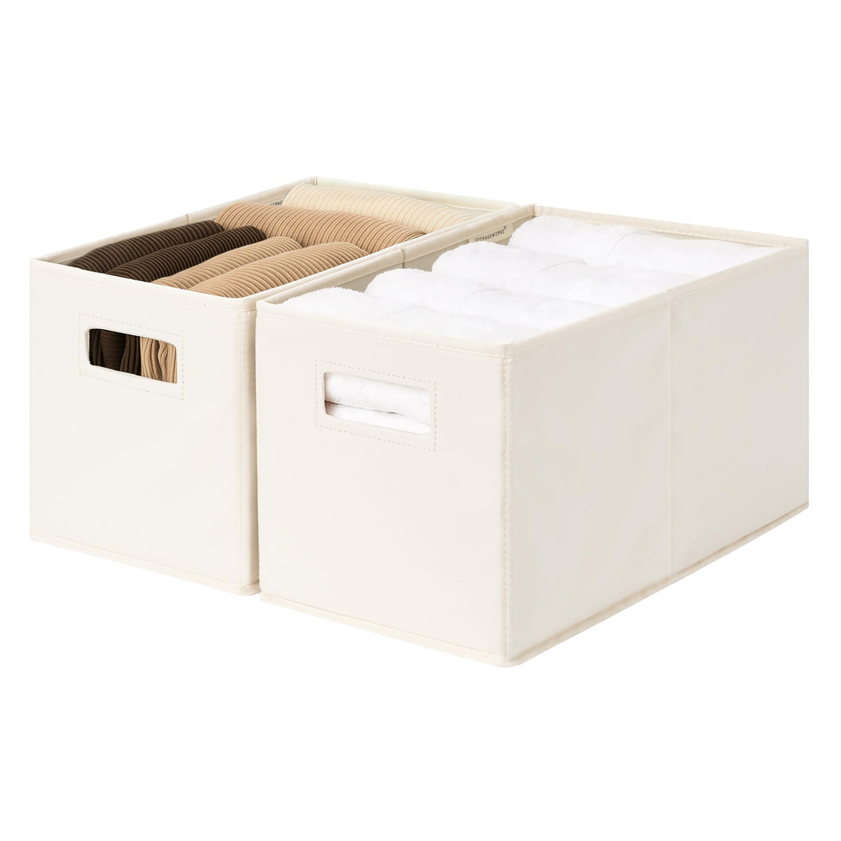 StorageWorks Fabric Storage Bins for Shelves, Large, 4-Pack, Ivory