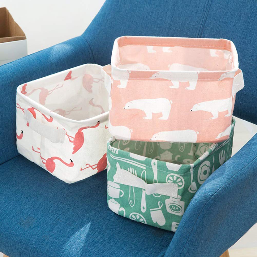 6-Pack Foldable Canvas Storage Baskets with Handle
