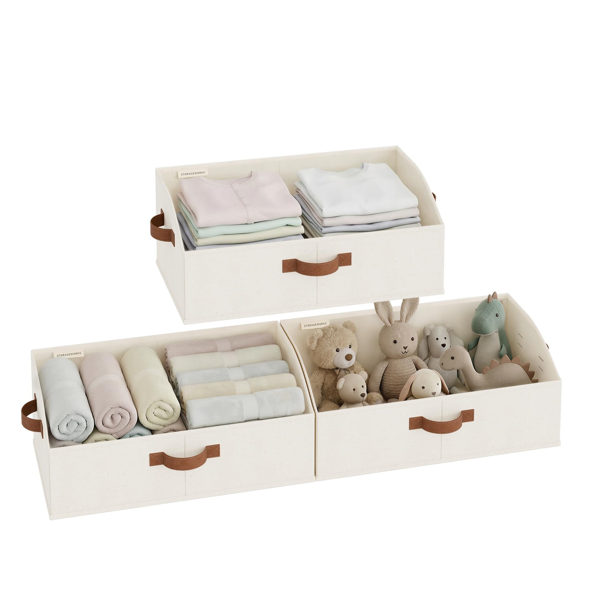 StorageWorks Closet Storage Bins Trapezoid, Gray, Large, 3-Pack