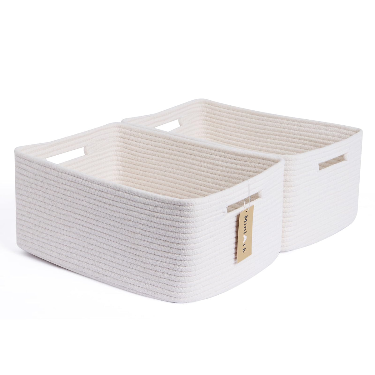 MiniArk Large Storage Baskets for Organizing, 17 x 13 x 7.5” Closet Shelf Baskets for Clothes Blanket Towels, Baby Nursery, Toy Bins Box, Woven Rope Baskets, 4 Packs Mixed Brown