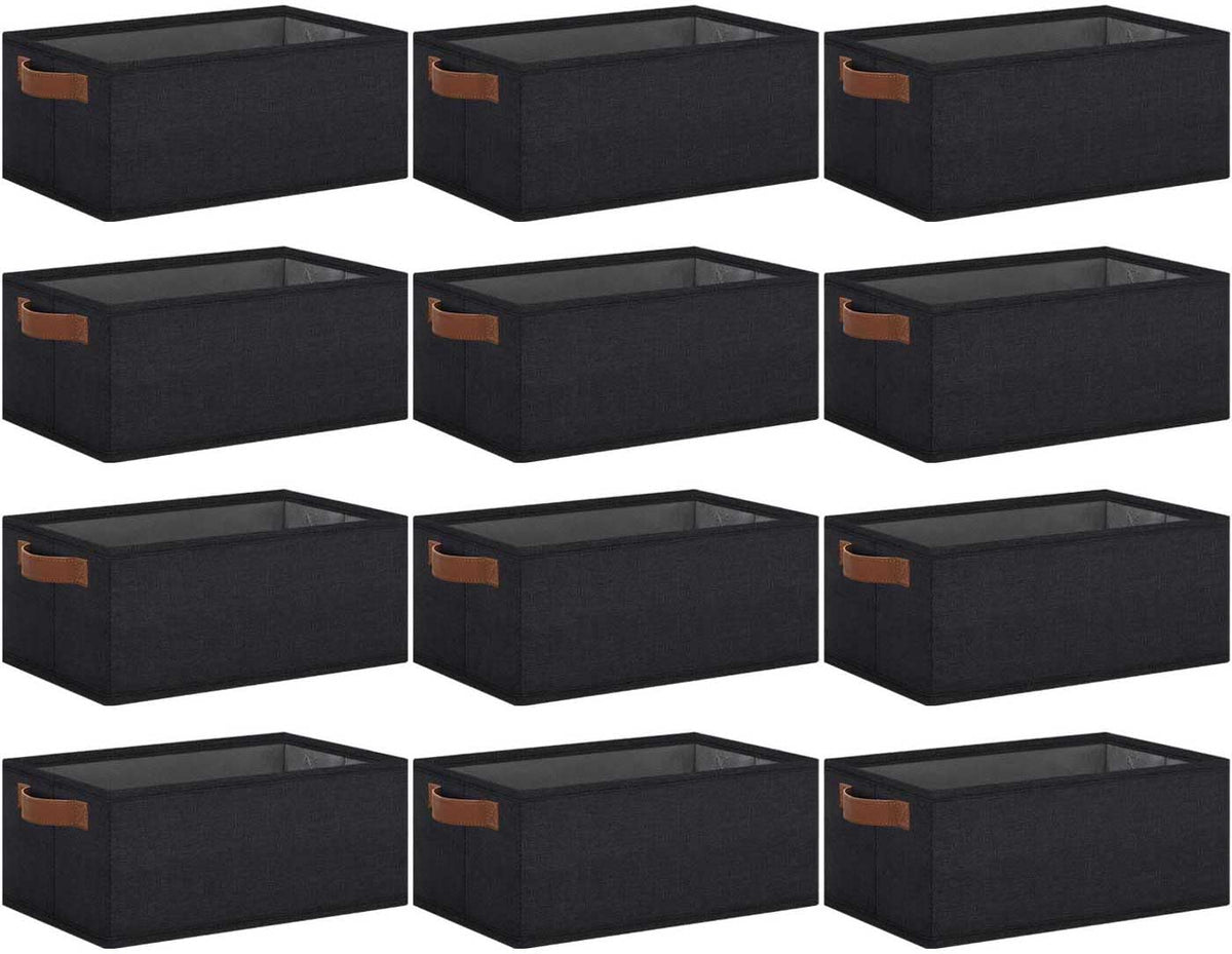 GhvyenntteS Small Fabric Storage Bins with Handles 6 Pack, 11.8" x 7.87" x 5.11" Storage Baskets for Shelves, Baskets for Organizing Clothes Underwear Socks Hats DVDs (Grey/White)
