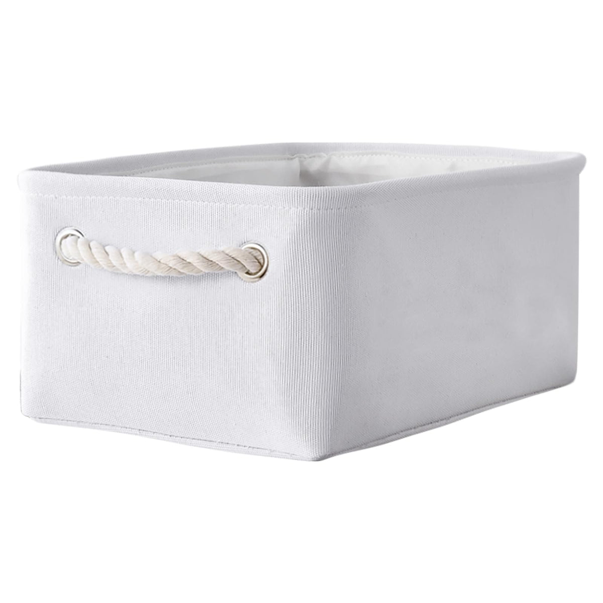 TheWarmHome Storage Basket for Organizing - 14x10x7 inch Medium 3 Pack Collapsible Storage Bin for Shelves with Handles, Canves Storage Box for Organizer Cubes Cloth Gift Toy Closet (White & Khaki)