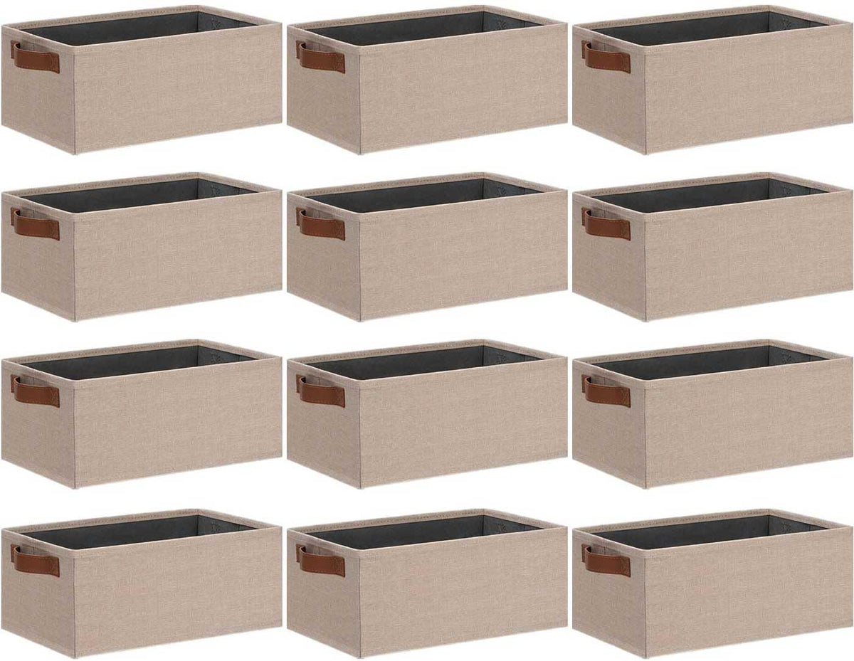 GhvyenntteS Small Fabric Storage Bins with Handles 6 Pack, 11.8" x 7.87" x 5.11" Storage Baskets for Shelves, Baskets for Organizing Clothes Underwear Socks Hats DVDs (Grey/White)