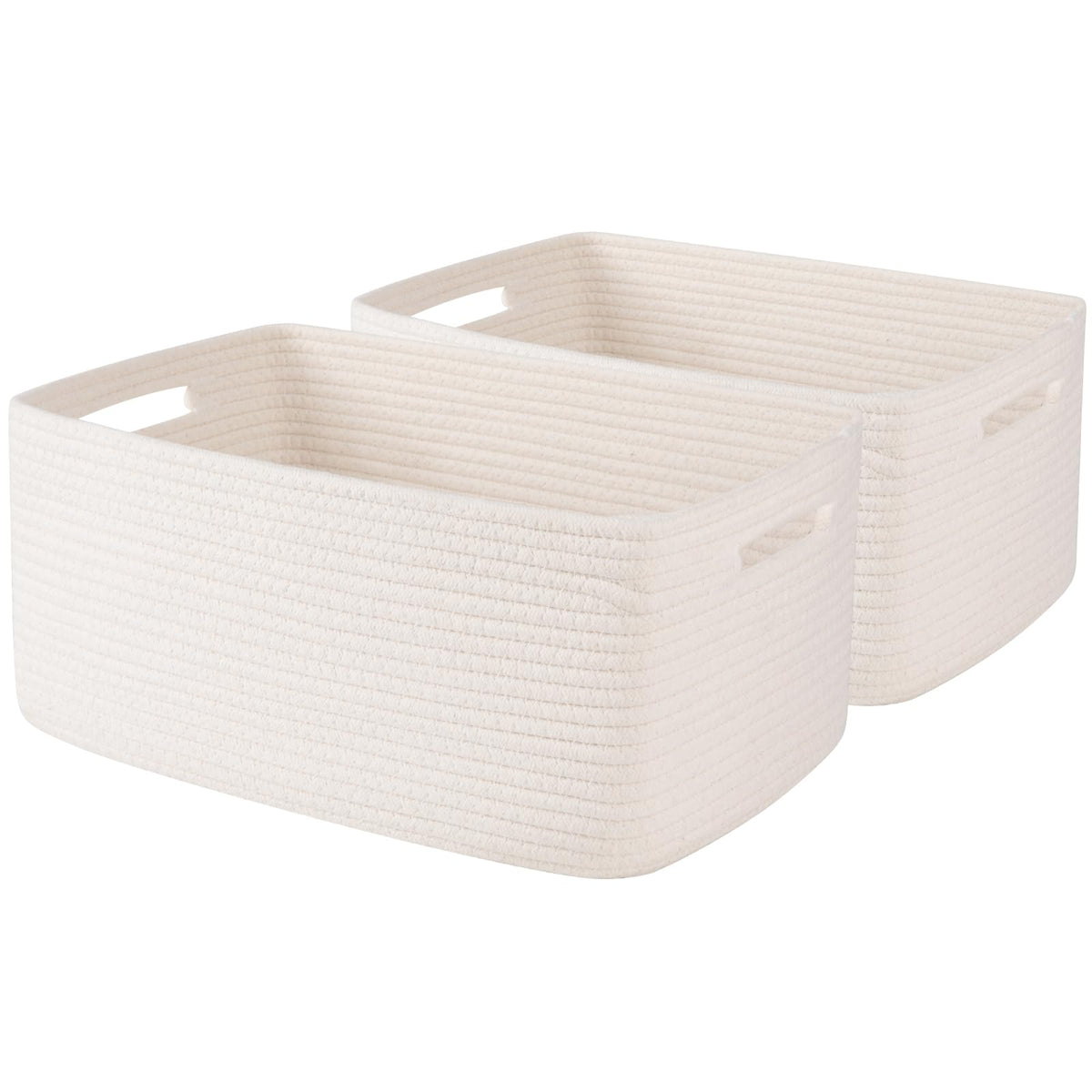 OIASKET Large Storage Basket for Organizing, Woven Rope Basket for Shelves, Closet Organizer Bins for Clothes, Blanket, Toys, Baby Nursery Storage, 17.7" x 13" x 7.87", 2 Packs Gradient Yellow