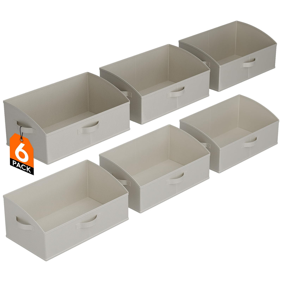 Lifewit Trapezoid Closet Storage Bin for Shelf, 6 Packs 23L, Light Gray