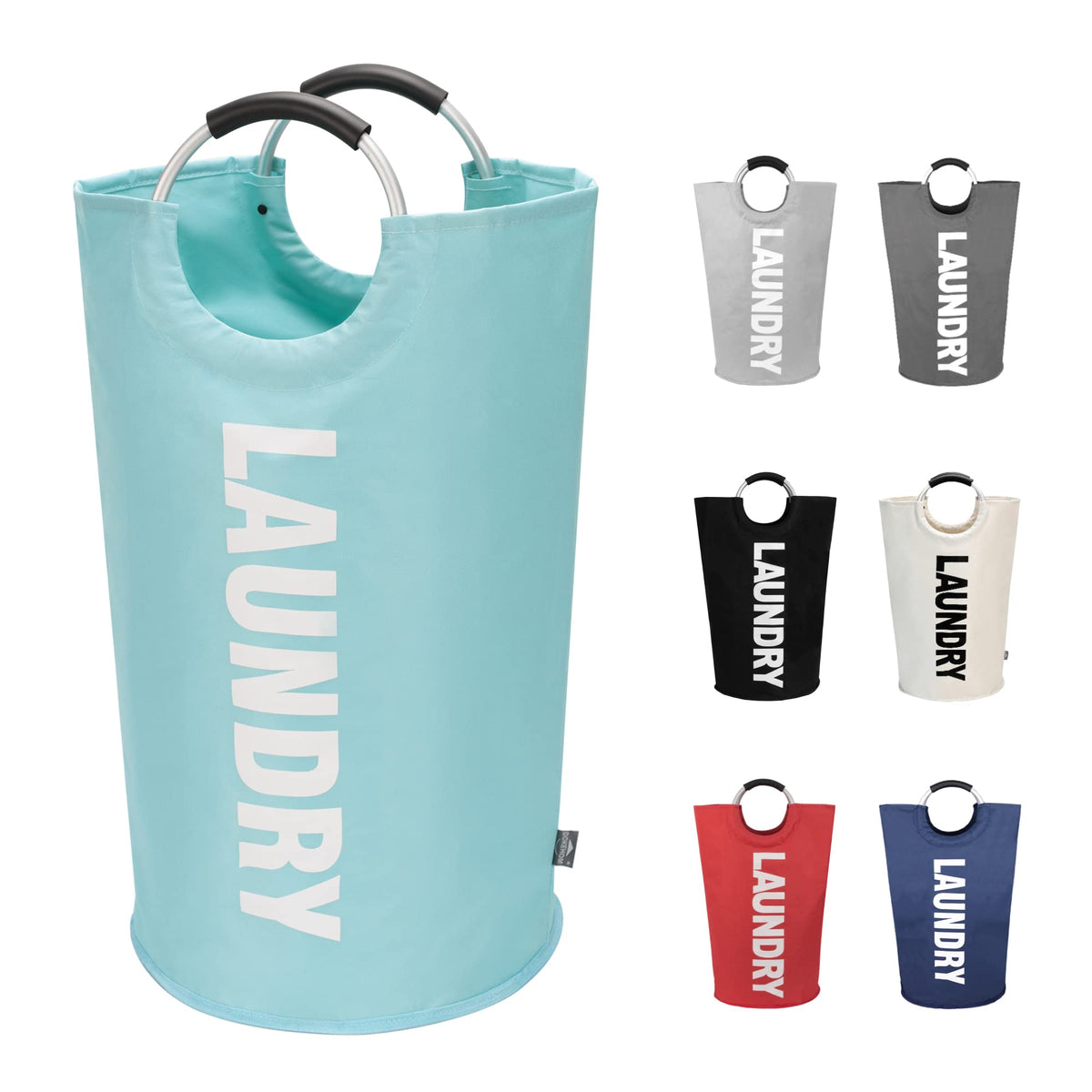 DOKEHOM 125L X-Large Laundry Basket Bag, Collapsible Tall Hamper, Dark Blue