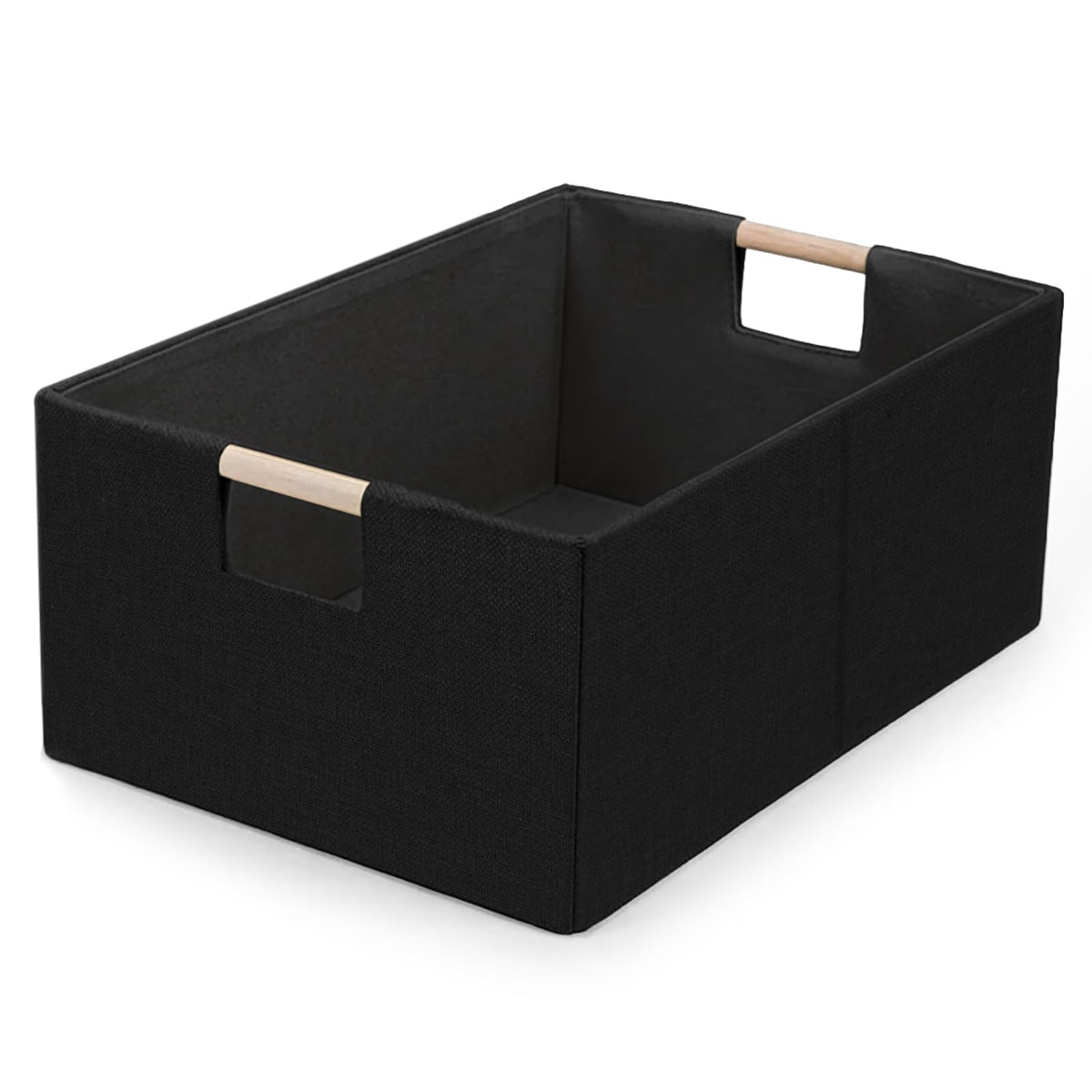 Foldable Fabric Storage Cubes, 2 Packs Cloth Storage Baskets with Wooden Handles, Collapsible Shelf Closet Organizer Bins, Rectangular Storage Boxes for Decor (Beige 2 Pack)