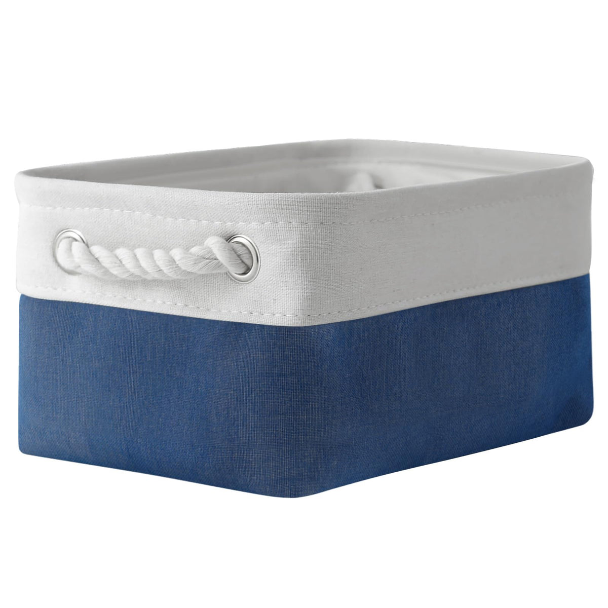 TheWarmHome Storage Basket for Organizing - 14x10x7 inch Medium 3 Pack Collapsible Storage Bin for Shelves with Handles, Canves Storage Box for Organizer Cubes Cloth Gift Toy Closet (White & Khaki)