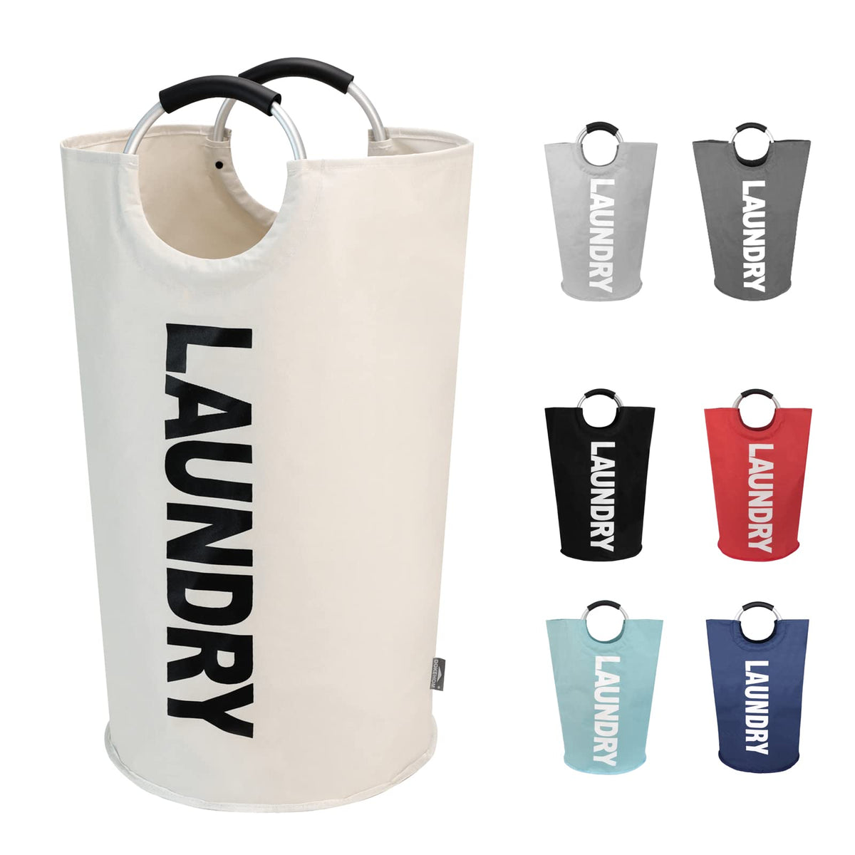 DOKEHOM 125L X-Large Laundry Basket Bag, Collapsible Tall Hamper, Dark Blue