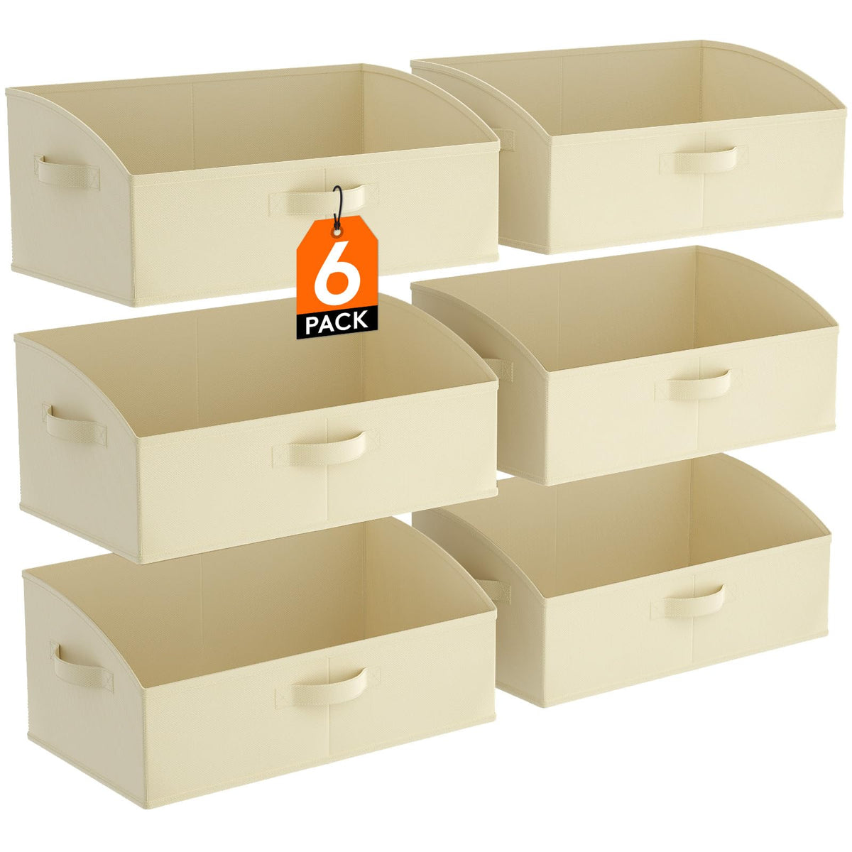 Lifewit Trapezoid Closet Storage Bin for Shelf, 6 Packs 23L, Light Gray