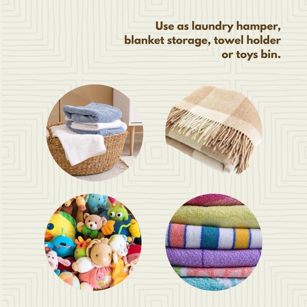 Large Wicker Basket for Storage, Colorful Round African Woven Basket, 18" W x 30" H