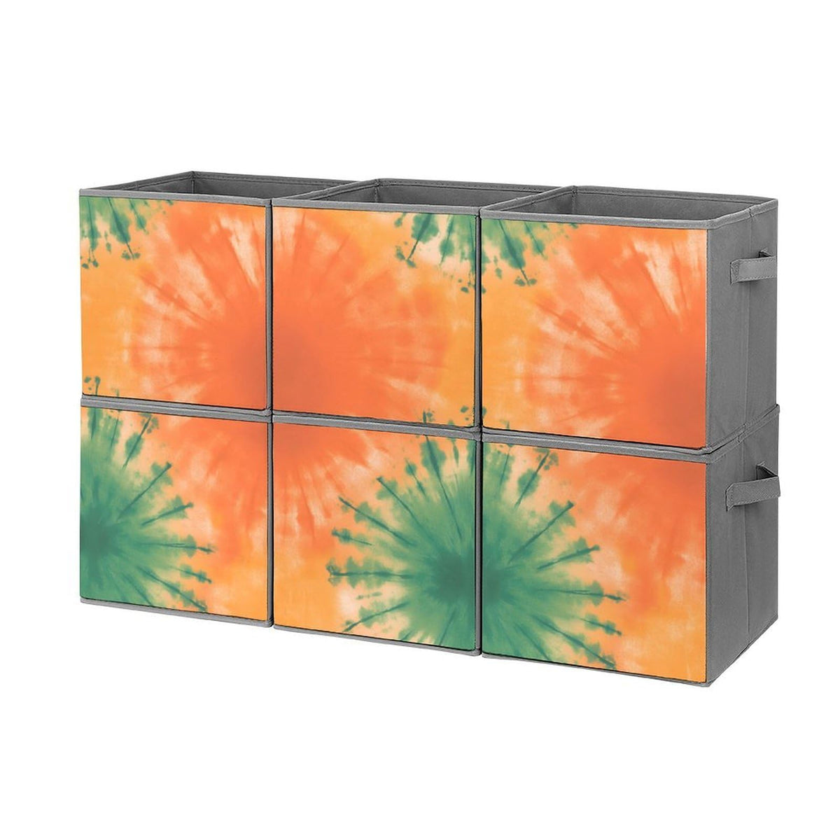 6 Printed Foldable Storage Cubes, 10.6 Inch Sturdy Collapsible Fabric Bins with Handles