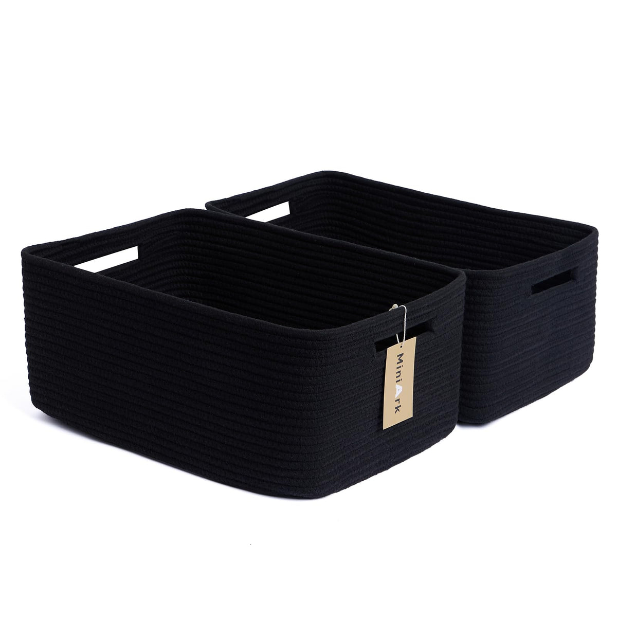 MiniArk Large Storage Baskets for Organizing, 17 x 13 x 7.5” Closet Shelf Baskets for Clothes Blanket Towels, Baby Nursery, Toy Bins Box, Woven Rope Baskets, 4 Packs Mixed Brown
