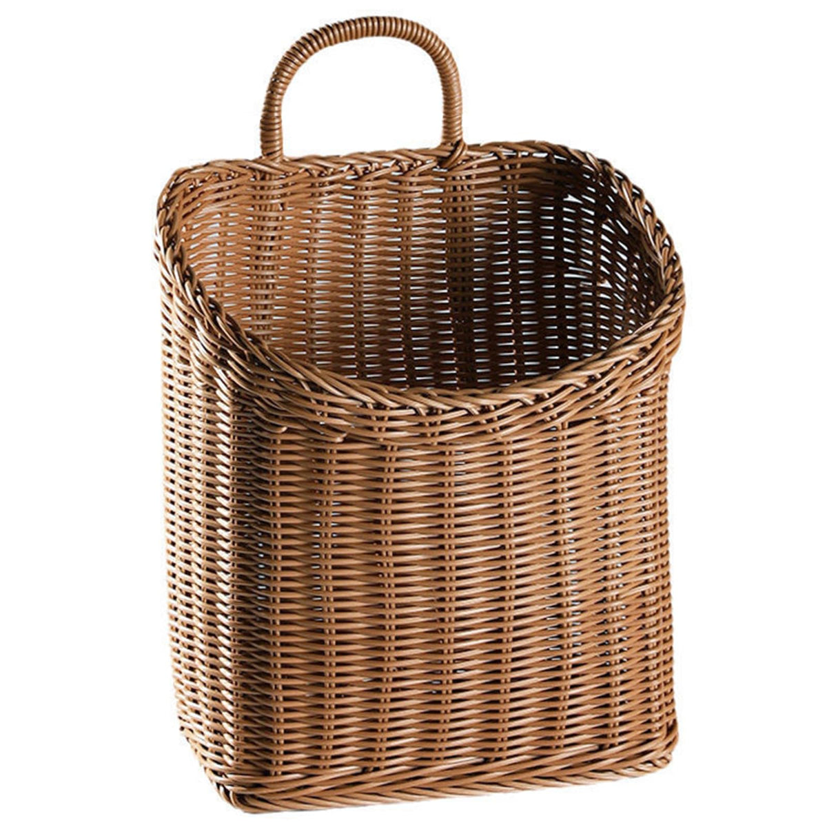 Woven Hanging Wicker Basket for Door, Handmade Rattan Hanging Wall Baskets for Garden Farmhouse Home (Brown)