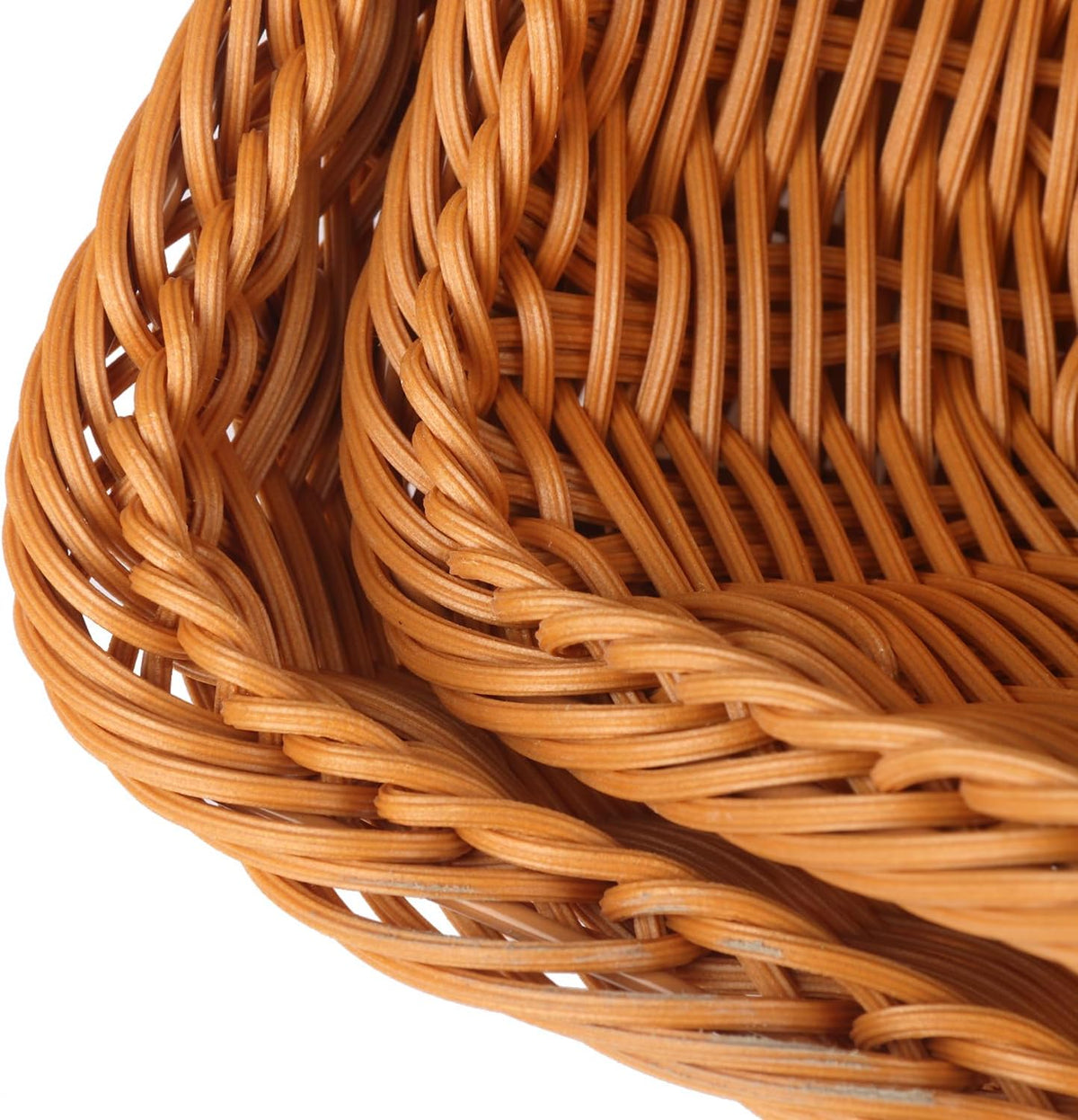 Poly Wicker Baskets 6 Pack 12 inch Large Wicker Baskets Storage – Rustic, Durable & Easy-Cleaning Bread Baskets, for Home, Restaurant & Hotel Use