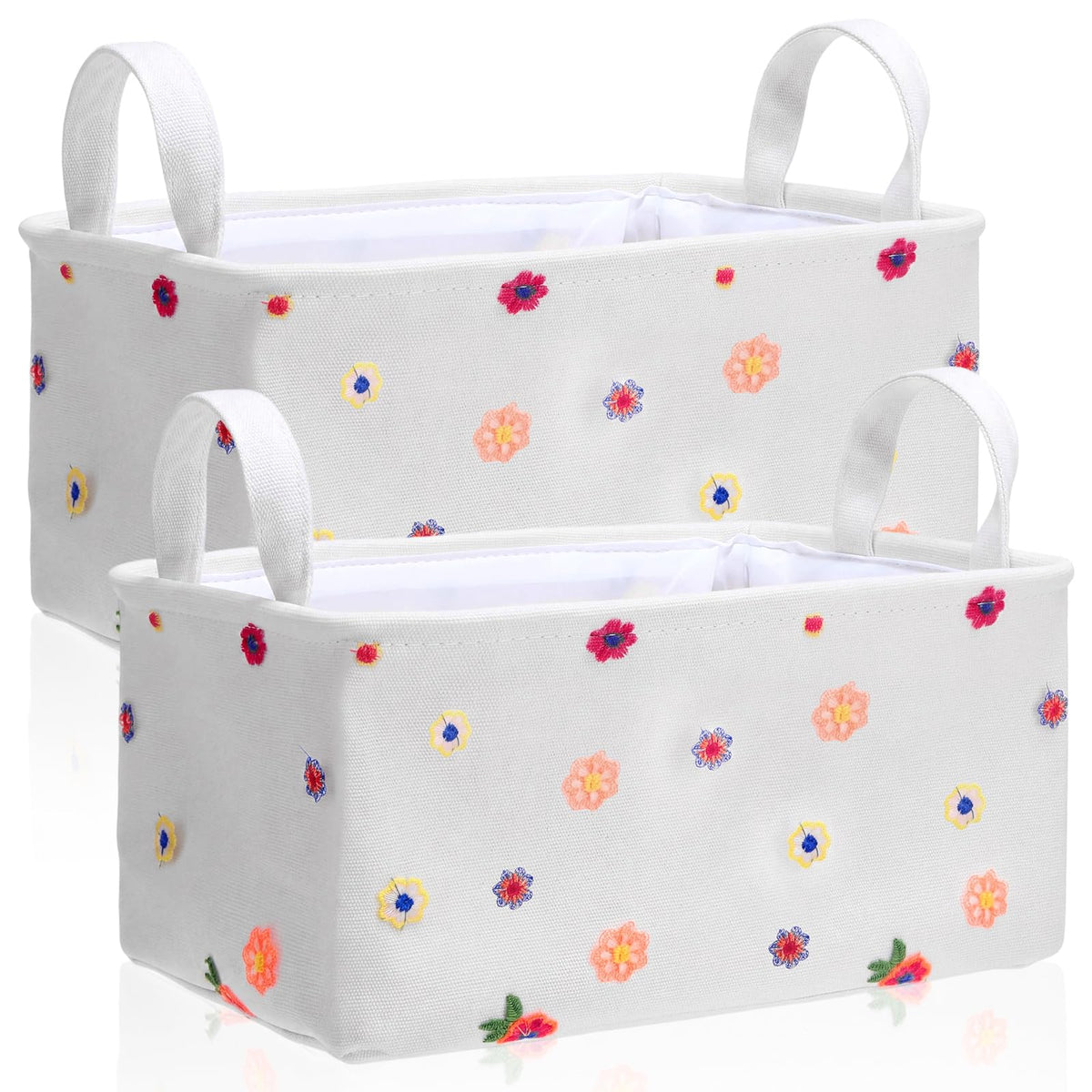 2 Pcs Pink Bow Storage Basket 14x10'' Back to School Gift Baskets