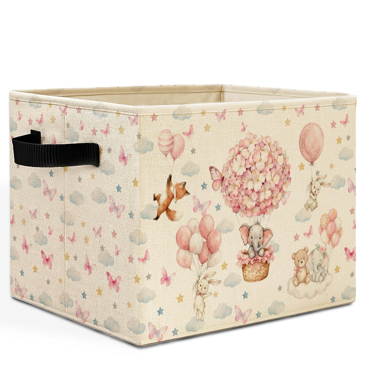 Forest Animal Nursery Storage Bins Box with Handles, Bear Deer Fox Bunny Woods Animal Laundry Basket Hamper Collapsible Clothes Toys Organizer for Toddler Kids Room Playroom