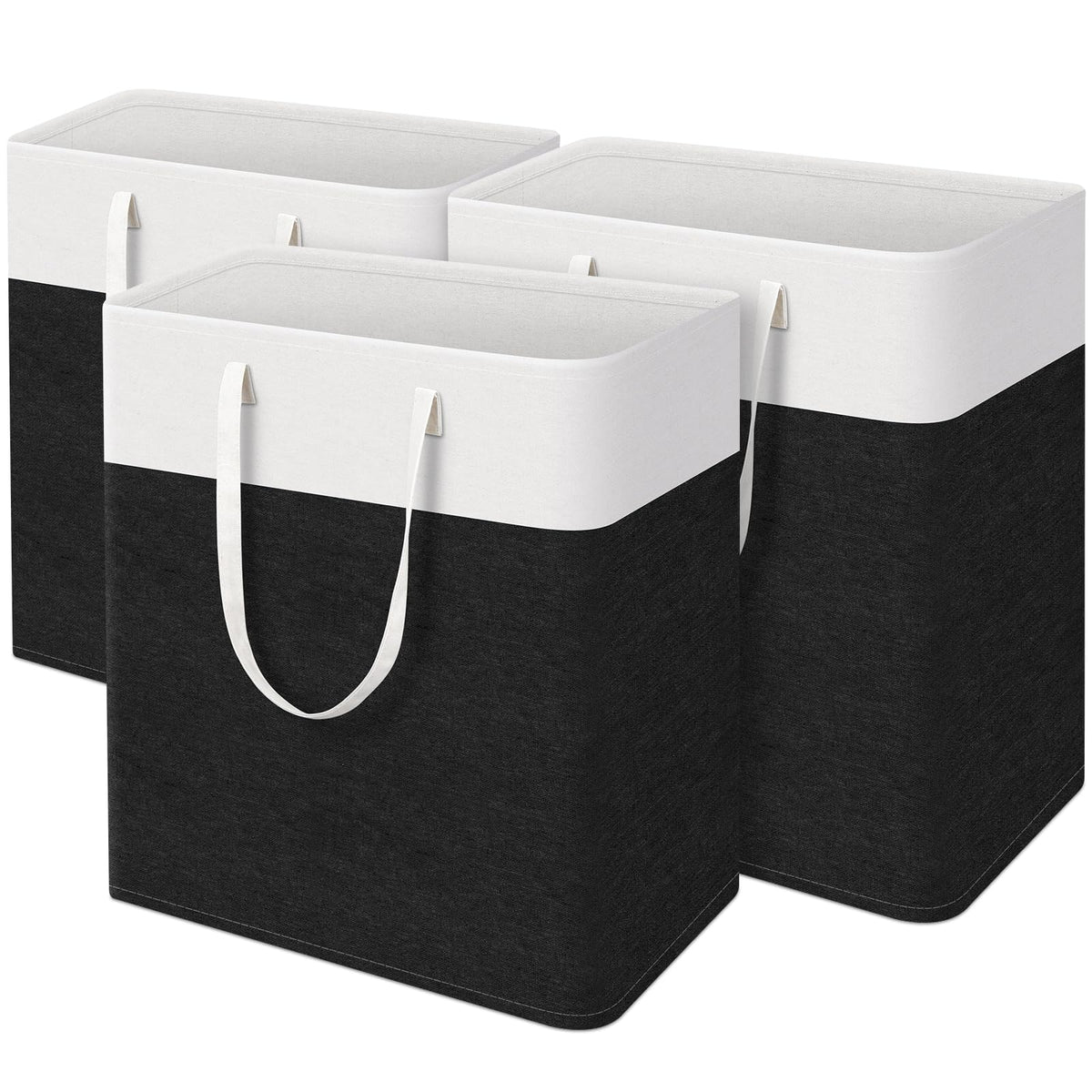 TasticTotes Laundry Basket 3-Pack, Laundry Hamper, 75L-Grey