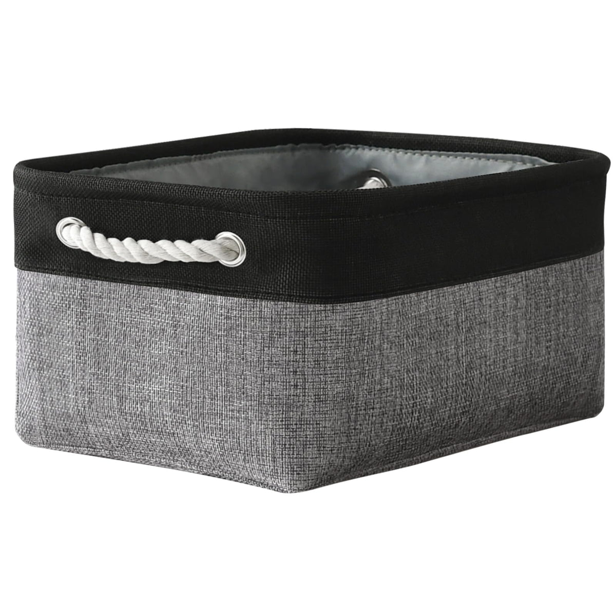TheWarmHome Storage Basket for Organizing - 14x10x7 inch Medium 3 Pack Collapsible Storage Bin for Shelves with Handles, Canves Storage Box for Organizer Cubes Cloth Gift Toy Closet (White & Khaki)