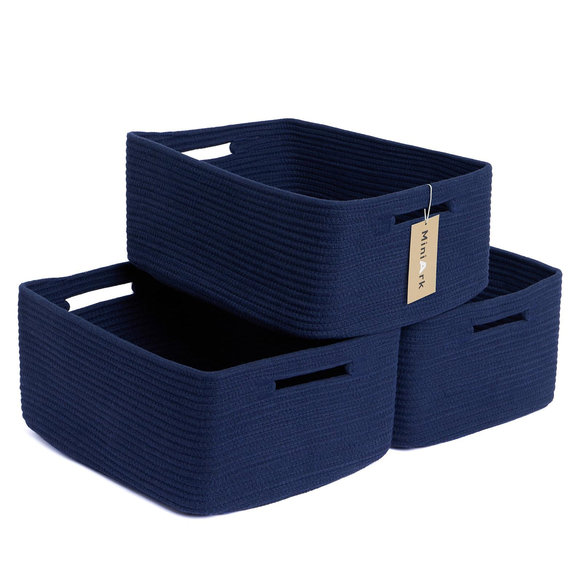 MiniArk Large Storage Baskets for Organizing, 17 x 13 x 7.5” Closet Shelf Baskets for Clothes Blanket Towels, Baby Nursery, Toy Bins Box, Woven Rope Baskets, 4 Packs Mixed Brown